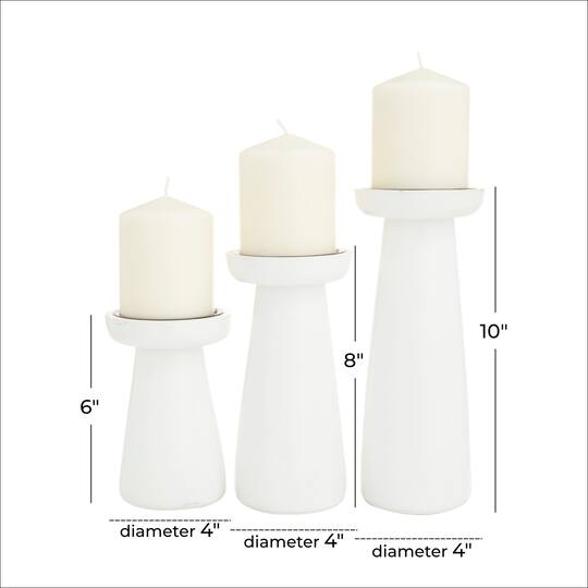 CosmoLiving by Cosmopolitan White Modern Candle Holder Set